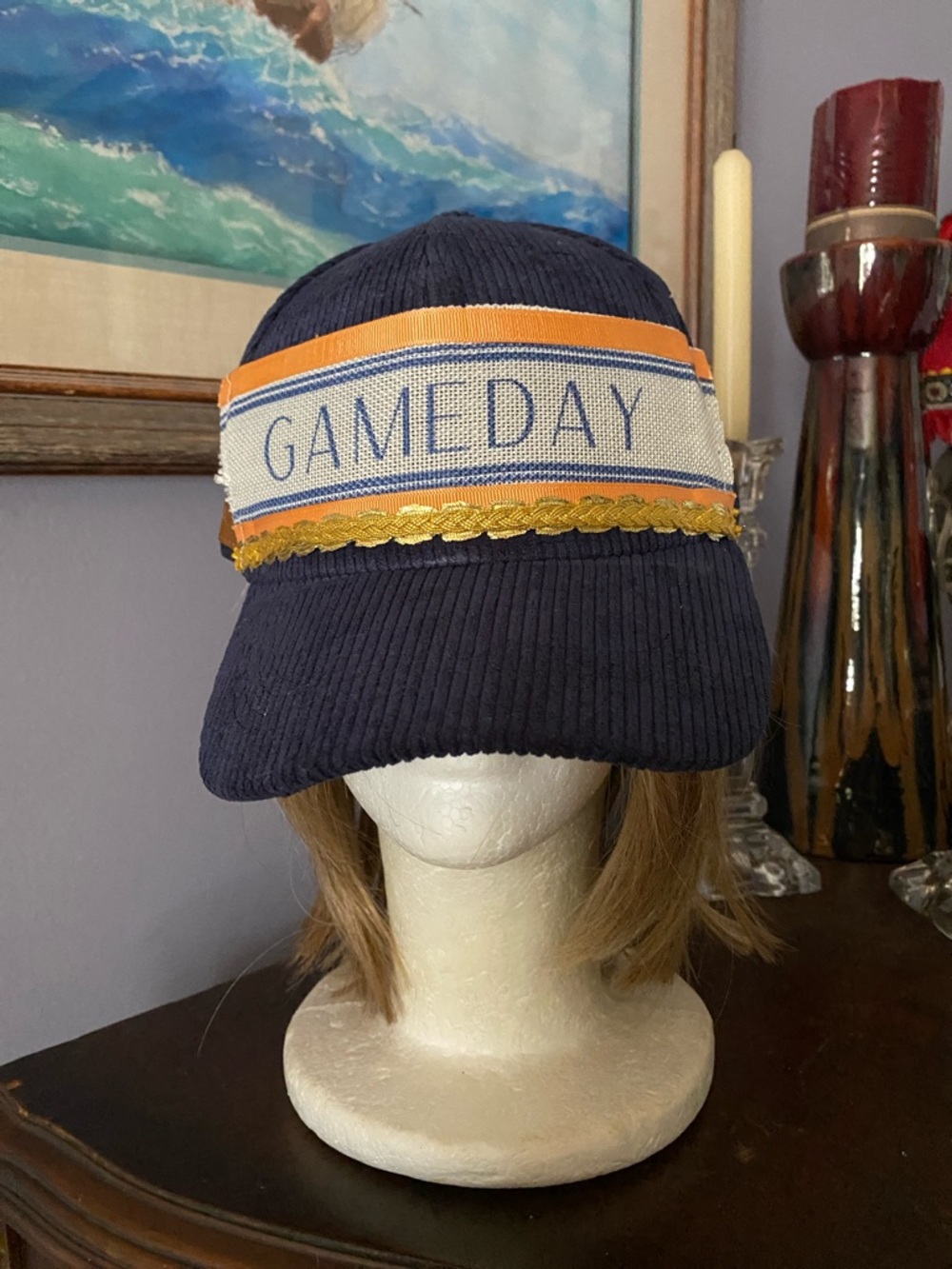 Navy blue baseball style hat GAMEDAY never used
